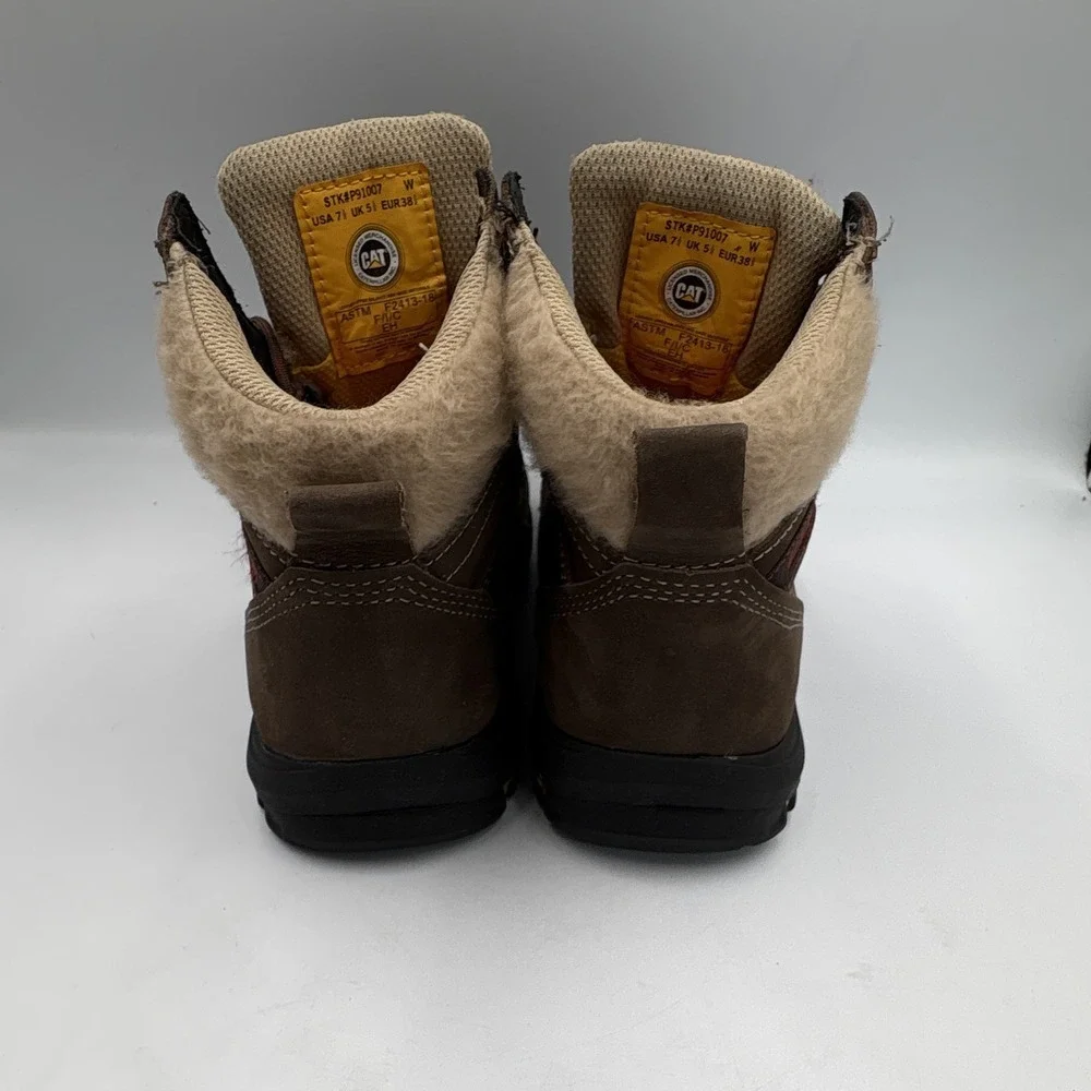 Caterpillar Tess Sundance Brown Leather EH Work Boots, Women's 7.5 Wide